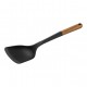 Spatule pour Wok Silicone Noir Manche Bois 31 cm - Staub