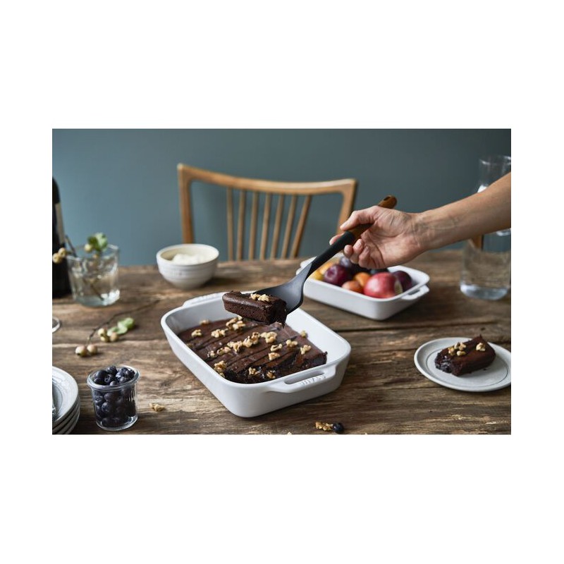 Zwarte Siliconen Wokspatel met Houten Handvat 31 cm - Staub