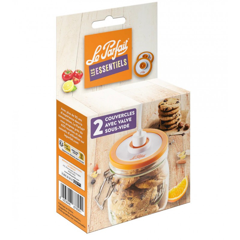 Les Essentiels Couvercle avec Valve Sous-Vide pour Bocal 2 Pcs  - Le Parfait