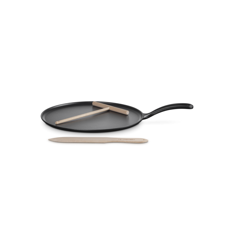 Crêpière Tradition Fonte Emaillée 27 cm + Râteau et Spatule Bois - Le Creuset