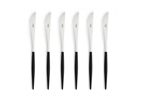 Goa Set Couteaux de Table Inox Brossé Manche Noir 6 pcs  - Cutipol