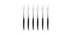 Goa Set Couteaux à Steak Inox Brossé Manche Noir 6 pcs 