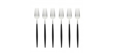 Goa Set Fourchettes de Table Inox Brossé Manche Noir 6 pcs 