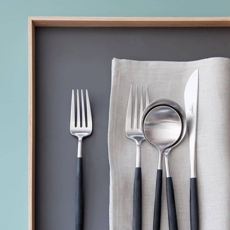 Goa Set Fourchettes de Table Inox Brossé Manche Noir 6 pcs  - Cutipol