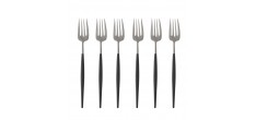 Goa Set Fourchettes à Poisson Inox Brossé Manche Noir 6 pcs 