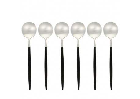 Goa Set Cuillères de Table Inox Brossé Manche Noir 6 pcs  - Cutipol