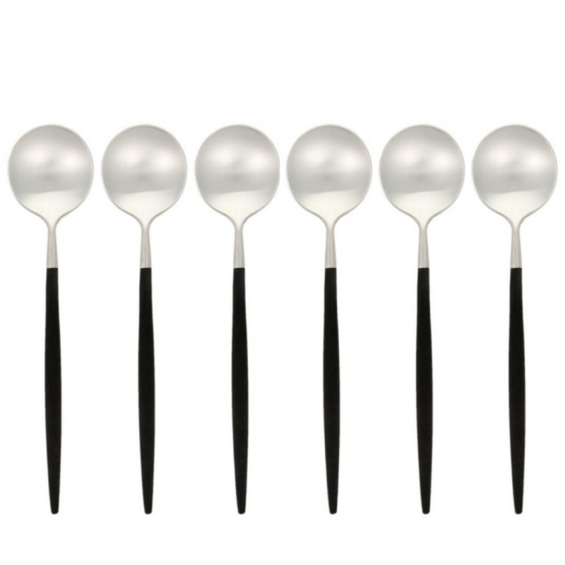 Goa Set Cuillères de Table Inox Brossé Manche Noir 6 pcs  - Cutipol