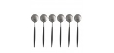 Goa Set Cuillères à Dessert Inox Brossé Manche Noir 6 pcs 