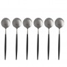 Goa Set Cuillères à Dessert Inox Brossé Manche Noir 6 pcs 