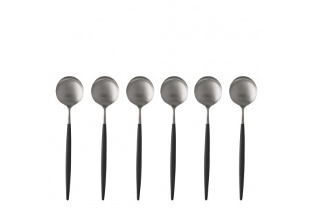 Goa Set Cuillères à Café Inox Brossé Manche Noir 6 pcs  - Cutipol