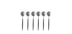 Goa Set Cuillères à Café Inox Brossé Manche Noir 6 pcs 
