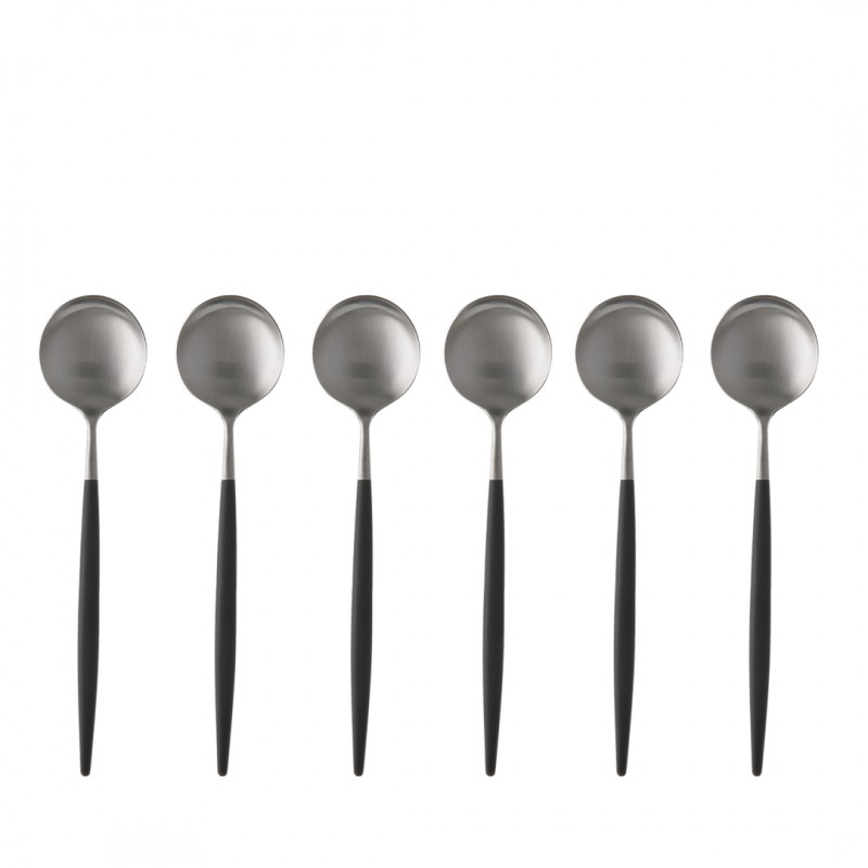 Goa Set Cuillères à Café Inox Brossé Manche Noir 6 pcs  - Cutipol