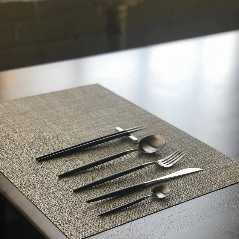 Goa Set Cuillères à Café Inox Brossé Manche Noir 6 pcs  - Cutipol