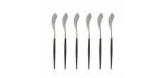 Goa Set Couteaux à Poisson Inox Brossé Manche Noir 6 pcs 