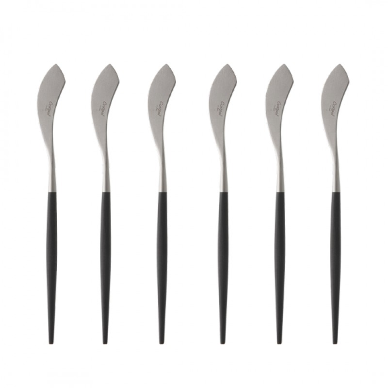 Goa Set Couteaux à Poisson Inox Brossé Manche Noir 6 pcs  - Cutipol