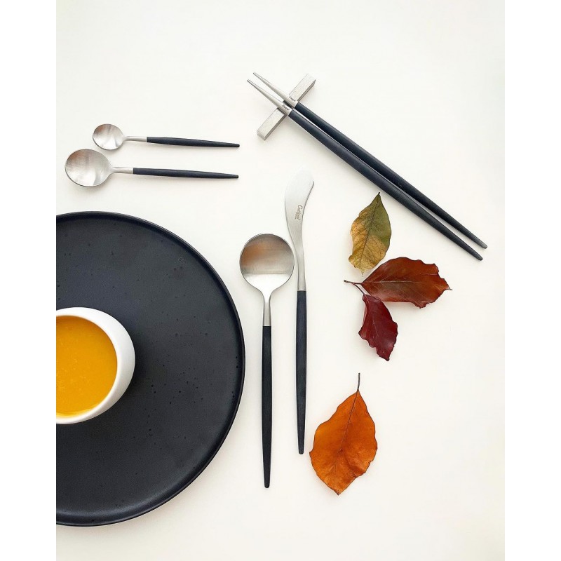 Goa Set Couteaux à Poisson Inox Brossé Manche Noir 6 pcs  - Cutipol