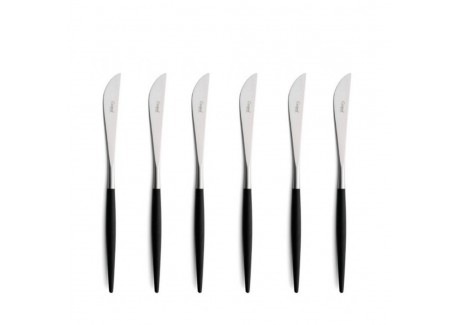 Goa Set Couteaux à Dessert Inox Brossé Manche Noir 6 pcs  - Cutipol