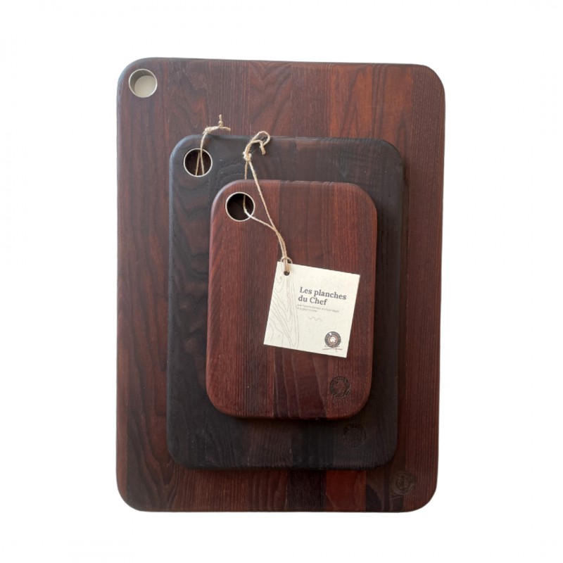 Hélène Snij- en Serveerplank van Thermisch Behandeld Essenhout M 33x23x1,5 cm - - Les Planches du Chef