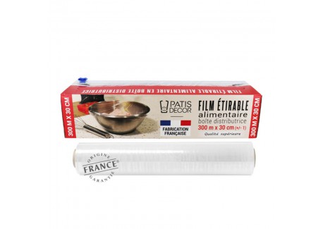Rouleau Film Étirable Alimentaire en Boîte Distributrice 300 m x 0,30 m - Patisdécor