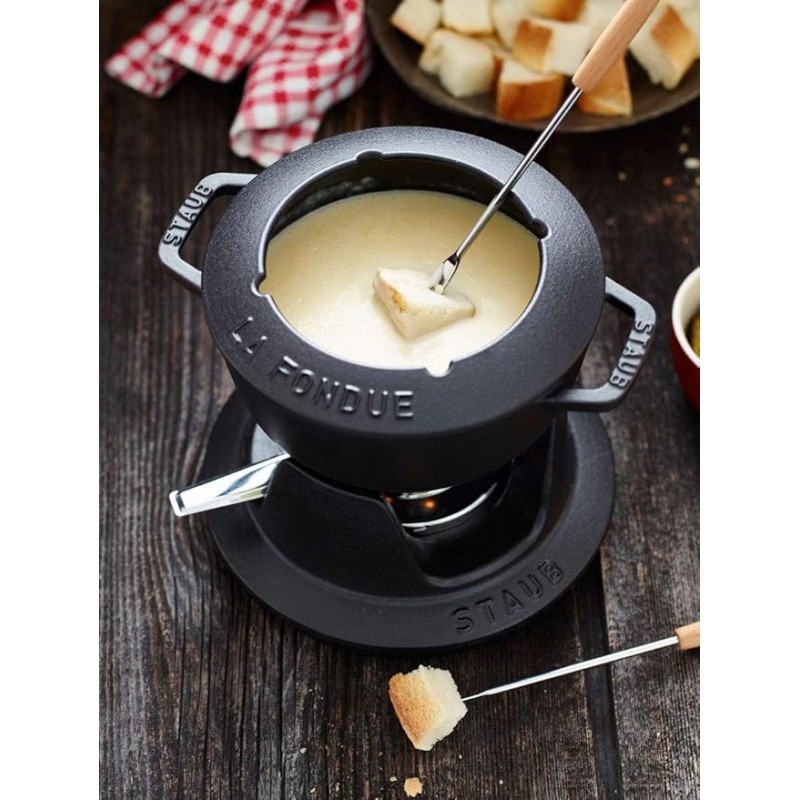 Fondueset in matzwart geëmailleerd gietijzer 2,3 l - Staub