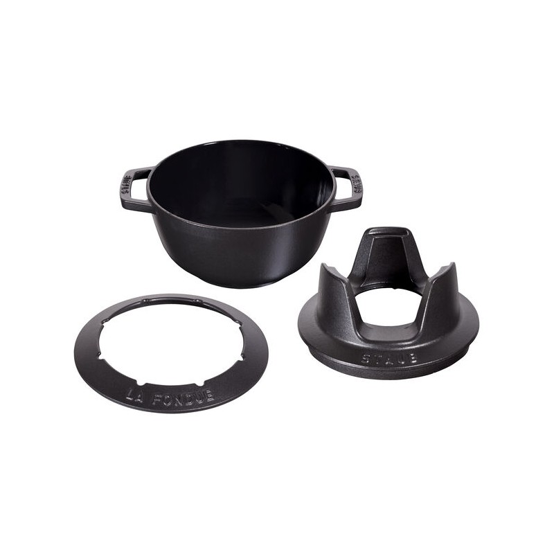 Service à Fondue Savoyarde et Bourguignonne Fonte Emaillée Noir Mat 2,3 l - Staub