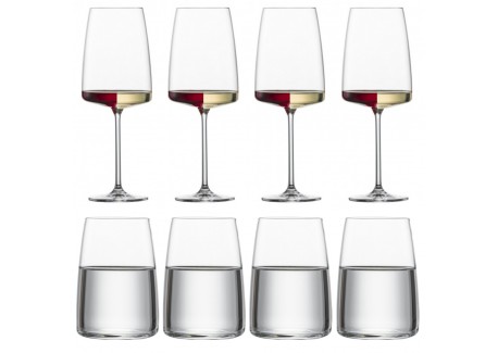 Vivid Senses Verre Vin Fruité fin Vin Blanc/Rouge et Gobelet Eau (8 Pcs) - Schott Zwiesel