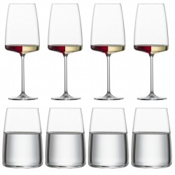 Vivid Senses Verre Vin Fruité fin Vin Blanc/Rouge et Gobelet Eau (8 Pcs) - Schott Zwiesel