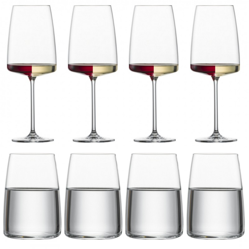 Vivid Senses Verre Vin Fruité fin Vin Blanc/Rouge et Gobelet Eau (8 Pcs) - Schott Zwiesel