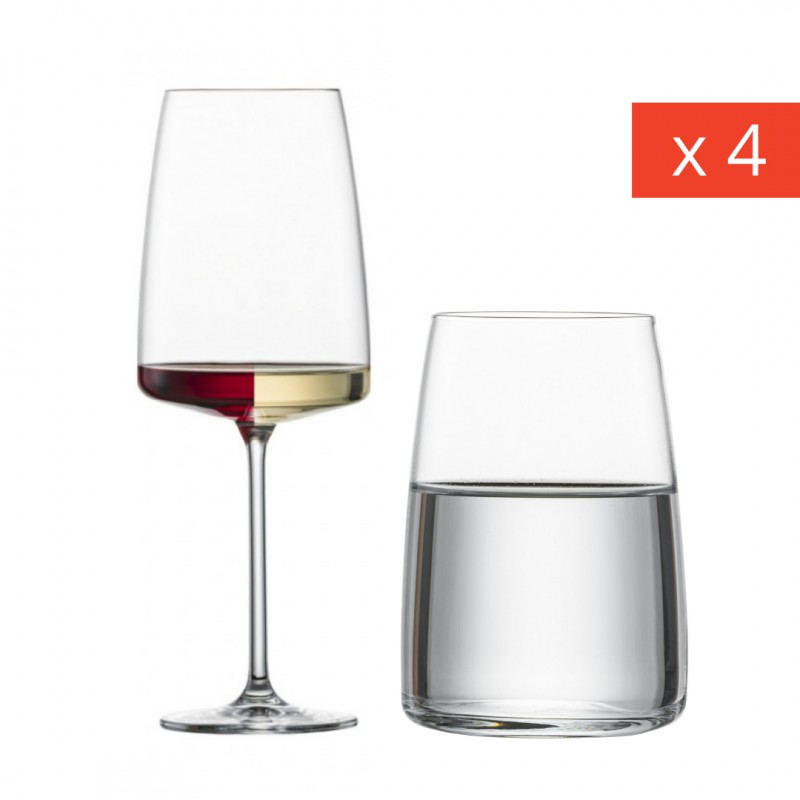 Vivid Senses Verre Vin Fruité fin Vin Blanc/Rouge et Gobelet Eau (8 Pcs) - Schott Zwiesel