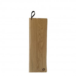 René Eikenhouten snij- en Serveerplank met Leren Handvat 55x17X2 cm - Les Planches du Chef
