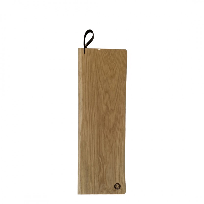 René Eikenhouten snij- en Serveerplank met Leren Handvat 55x17X2 cm - Les Planches du Chef