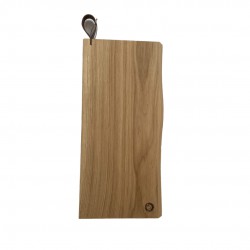 René Eikenhouten snij- en Serveerplank met Leren Handvat 50x24x2,5 cm - Les Planches du Chef