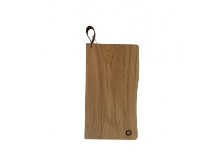 René Eikenhouten snij- en Serveerplank met Leren Handvat 40x24x2,5 cm - Les Planches du Chef