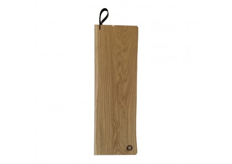René Eikenhouten snij- en Serveerplank met Leren Handvat 70x17X2 cm - Les Planches du Chef