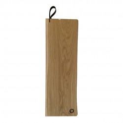 René Eikenhouten snij- en Serveerplank met Leren Handvat 70x17X2 cm - Les Planches du Chef