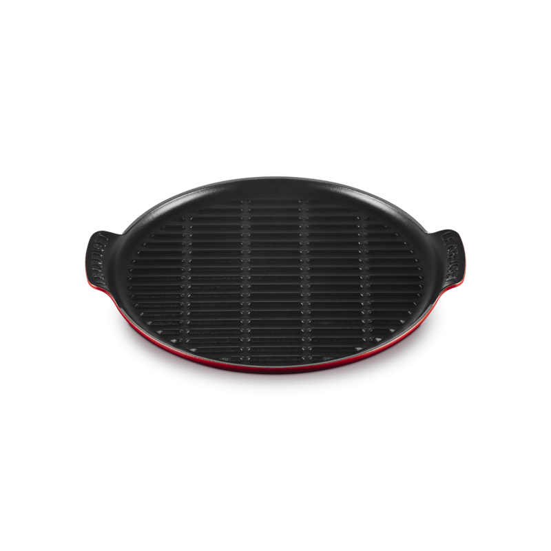 Bistro Grill van Geëmailleerd Gietijzer Rond XL 32 cm met Handgrepen Rood - Le Creuset