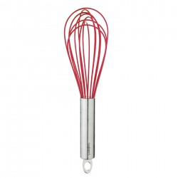Fouet de Cuisine Silicone Rouge et Inox 25 cm