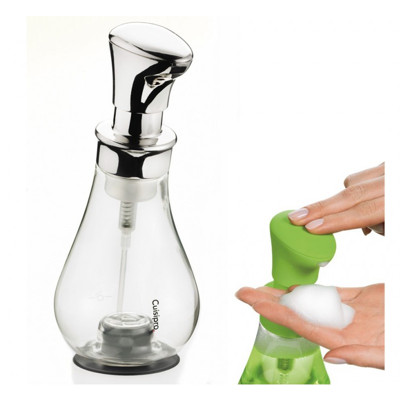 Distributeur Pompe Savon Mousse Chrome et Transparent 390 ml 22 cm  - Cuisipro