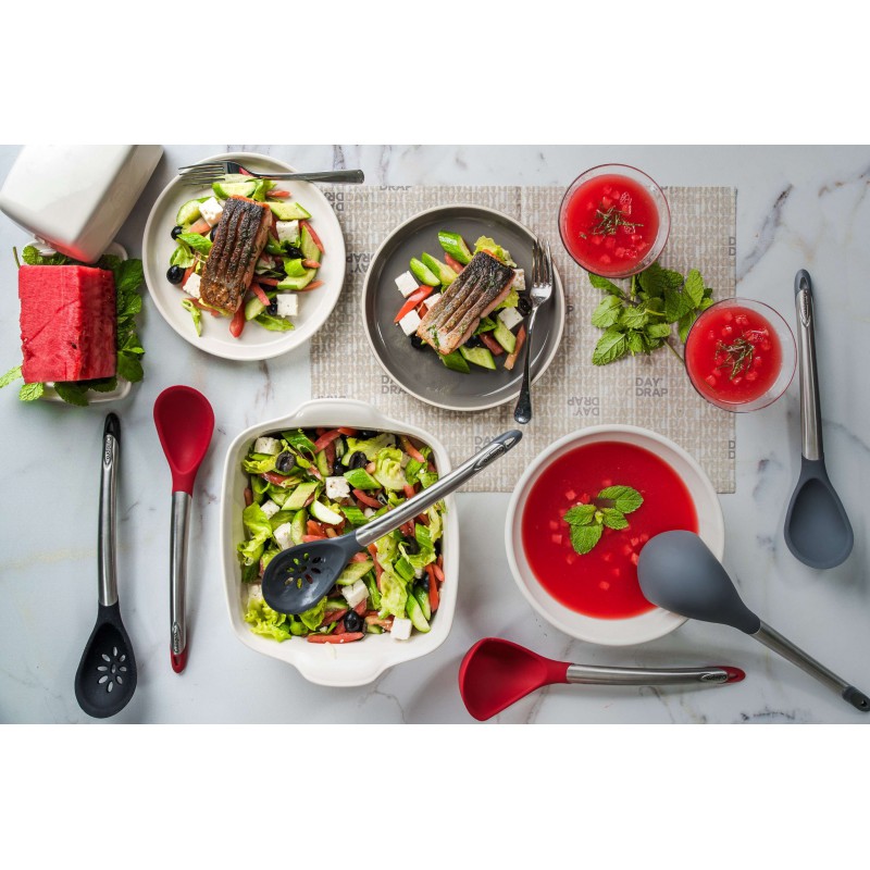Cuillère à Mélanger Tête Silicone Rouge et Inox 30 cm - Cuisipro