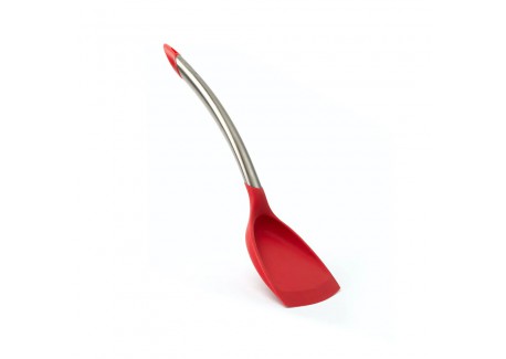 Spatule pour Wok Tête Silicone Rouge et Inox 32 cm - Cuisipro