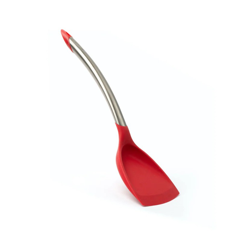 Spatule pour Wok Tête Silicone Rouge et Inox 32 cm - Cuisipro