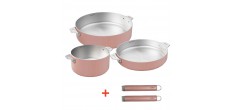 La Merveilleuse RVS Roze Trio Kookpan Koekenpan Sauteerpan LSDC Pack