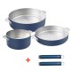 La Merveilleuse Inox Bleu Myrtille Trio Casserole Poêle Sauteuse Pack LSDC  - Cookut