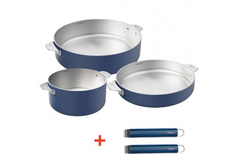 La Merveilleuse RVS Blauw Trio Kookpan Koekenpan Sauteerpan LSDC Pack - Cookut