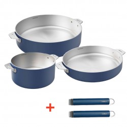 La Merveilleuse Inox Bleu Myrtille Trio Casserole Poêle Sauteuse Pack LSDC  - Cookut