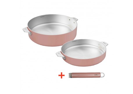 La Merveilleuse Inox Rose Duo Poêle 24 cm Sauteuse 28 cm Pack LSDC  - Cookut