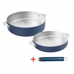 La Merveilleuse Inox Bleu Myrtille Duo Poêle 24 cm Sauteuse 28 cm Pack LSDC - Cookut