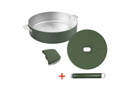 La Merveilleuse Inox Vert Fougère Kit Sauteuse Couvercle 28cm Anse Pack LSDC  - Cookut