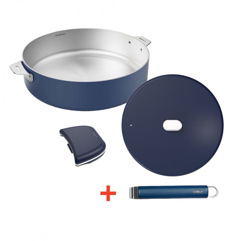 La Merveilleuse Inox Bleu Myrtille Kit Sauteuse Couvercle 28cm Anse Pack LSDC - Cookut