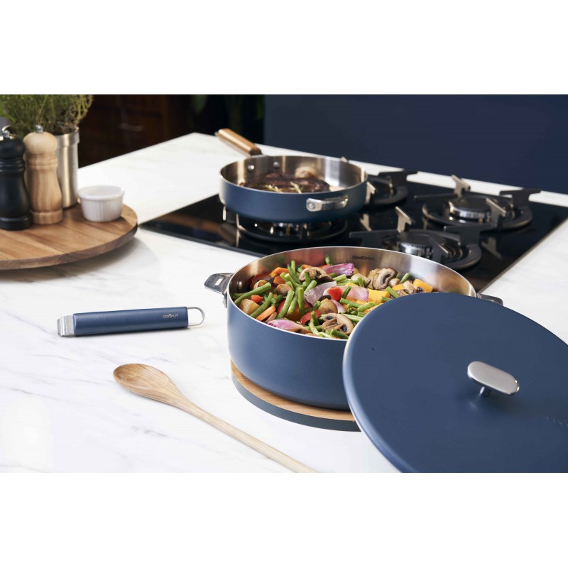 La Merveilleuse Inox Bleu Myrtille Kit Sauteuse Couvercle 28cm Anse Pack LSDC - Cookut